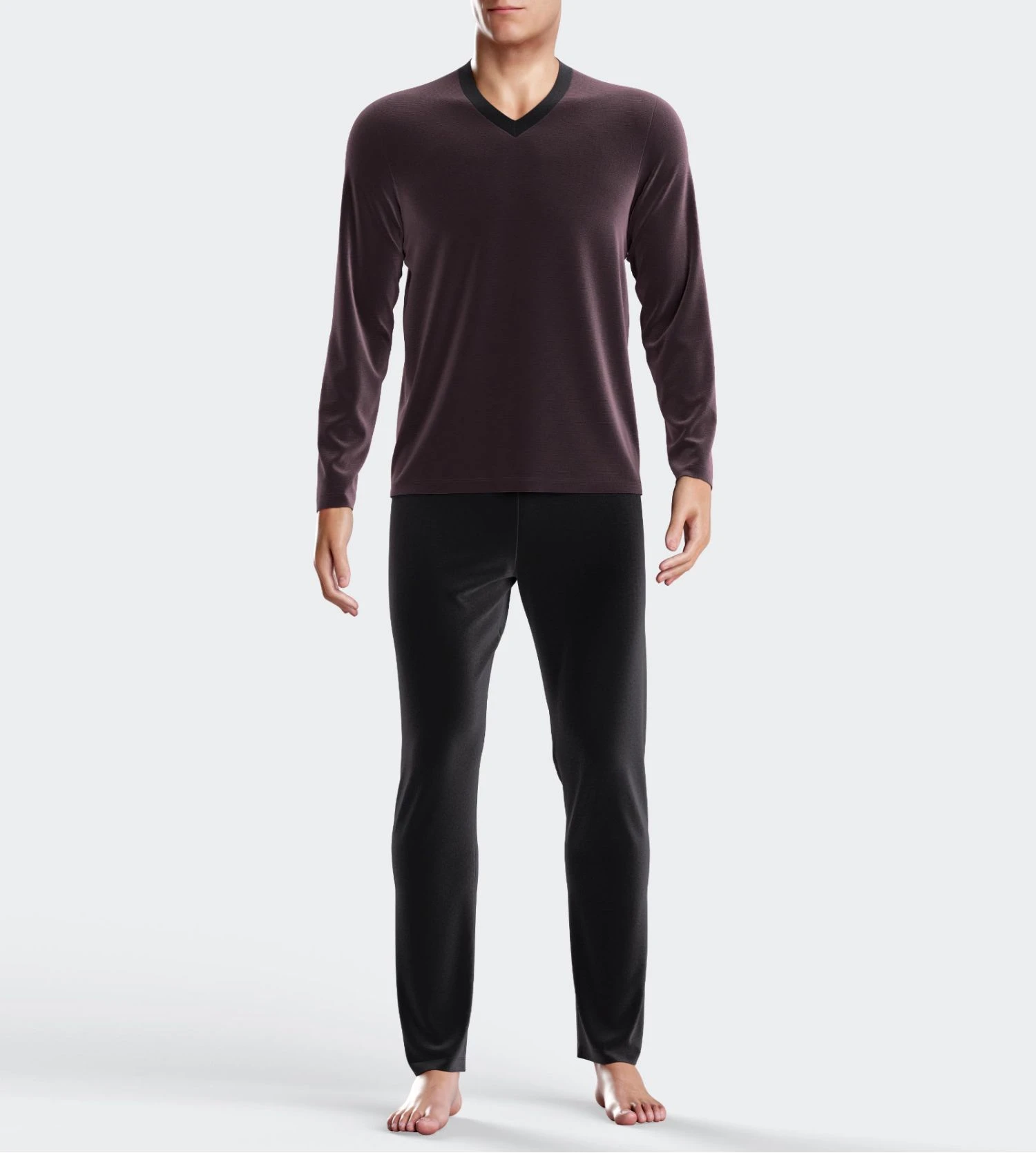 Eden Park Pyjama Thermo Homme en Velours Aubergine – Ensemble de Nuit en Coton Haut de Gamme 5 Eden Park Pyjama Thermo Homme en Velours Aubergine – Ensemble de Nuit en Coton Haut de Gamme – Image 3
