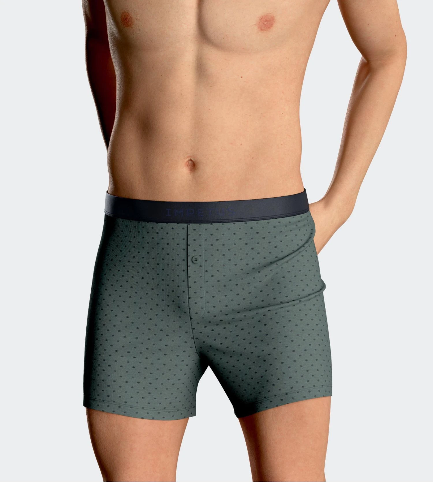 Caleçon Flottant Impetus Marine et Vert – Imprimé Géométrique en Modal et Coton Premium 6 Caleçon Flottant Impetus Marine et Vert – Imprimé Géométrique en Modal et Coton Premium – Image 4