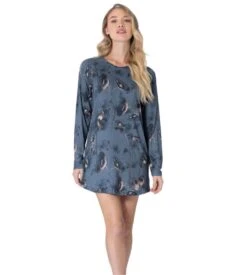 Liquette Impetus à Manches Longues Femme – Modal à Imprimé Floral Bleu -Lingerie Sipp impetus femme liquette u ml modal bleu taupe 1