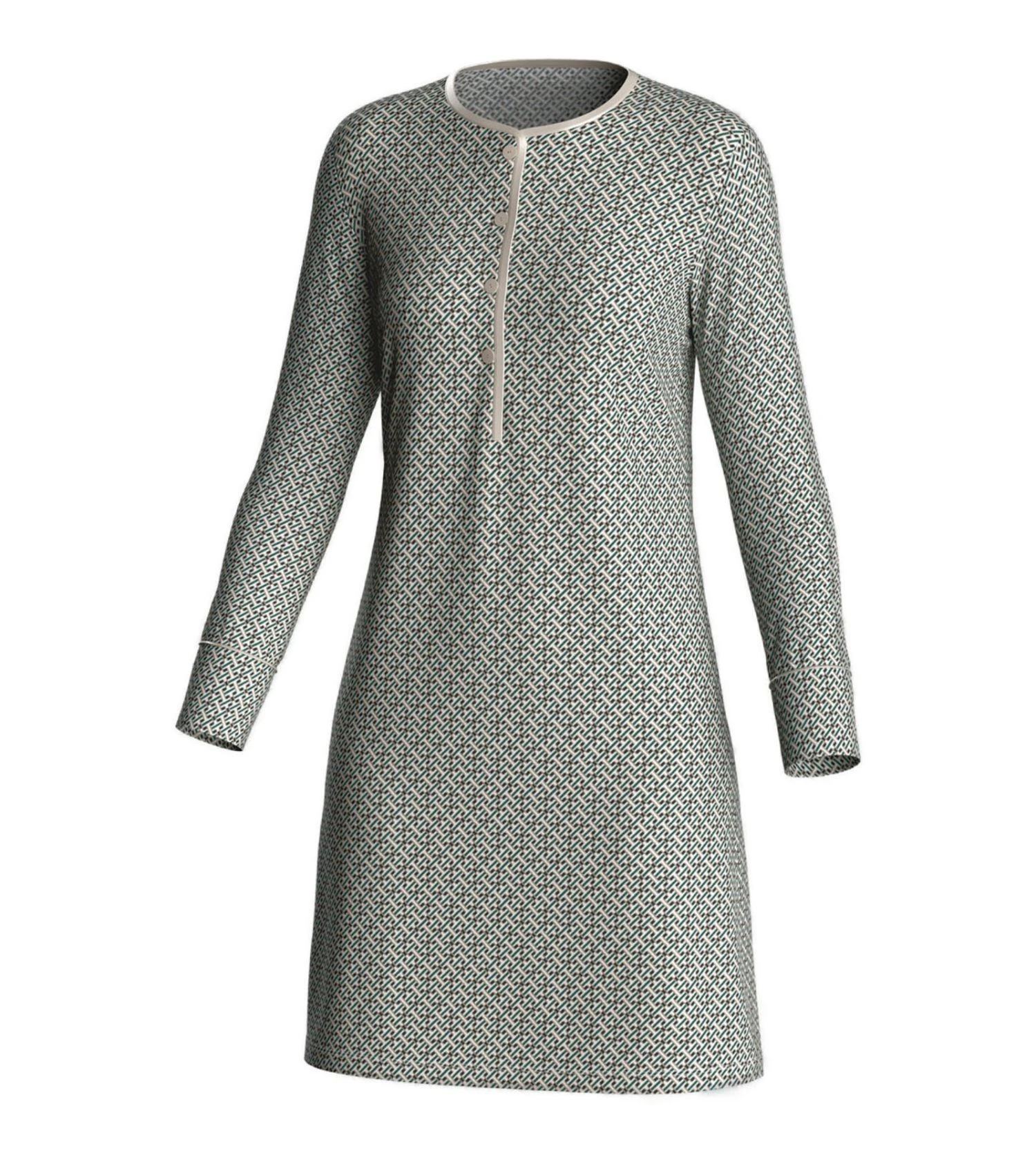 Liquette Manches Longues Modal Vert / Beige 4 Liquette Manches Longues Modal Vert / Beige – Image 2