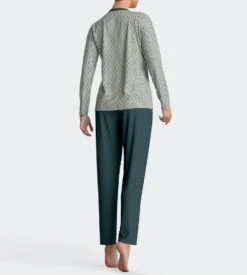 Pyjama Femme Manches Longues Vert / Beige -Lingerie Sipp impetus pyj d u ml modal gn051 vert beige 3