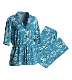 Pyjama à Manches Longues Femme Bleu Ciel -Lingerie Sipp impetus pyj f long manche 3 4 nah2g ciel 1