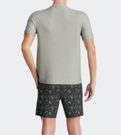 Impetus Pyjama Court Homme Marine et Sauge – Ensemble Lyocell Col Tunisien et Short Imprimé -Lingerie Sipp impetus pyj h tunisien court lyocell gn069 marine sauge 5