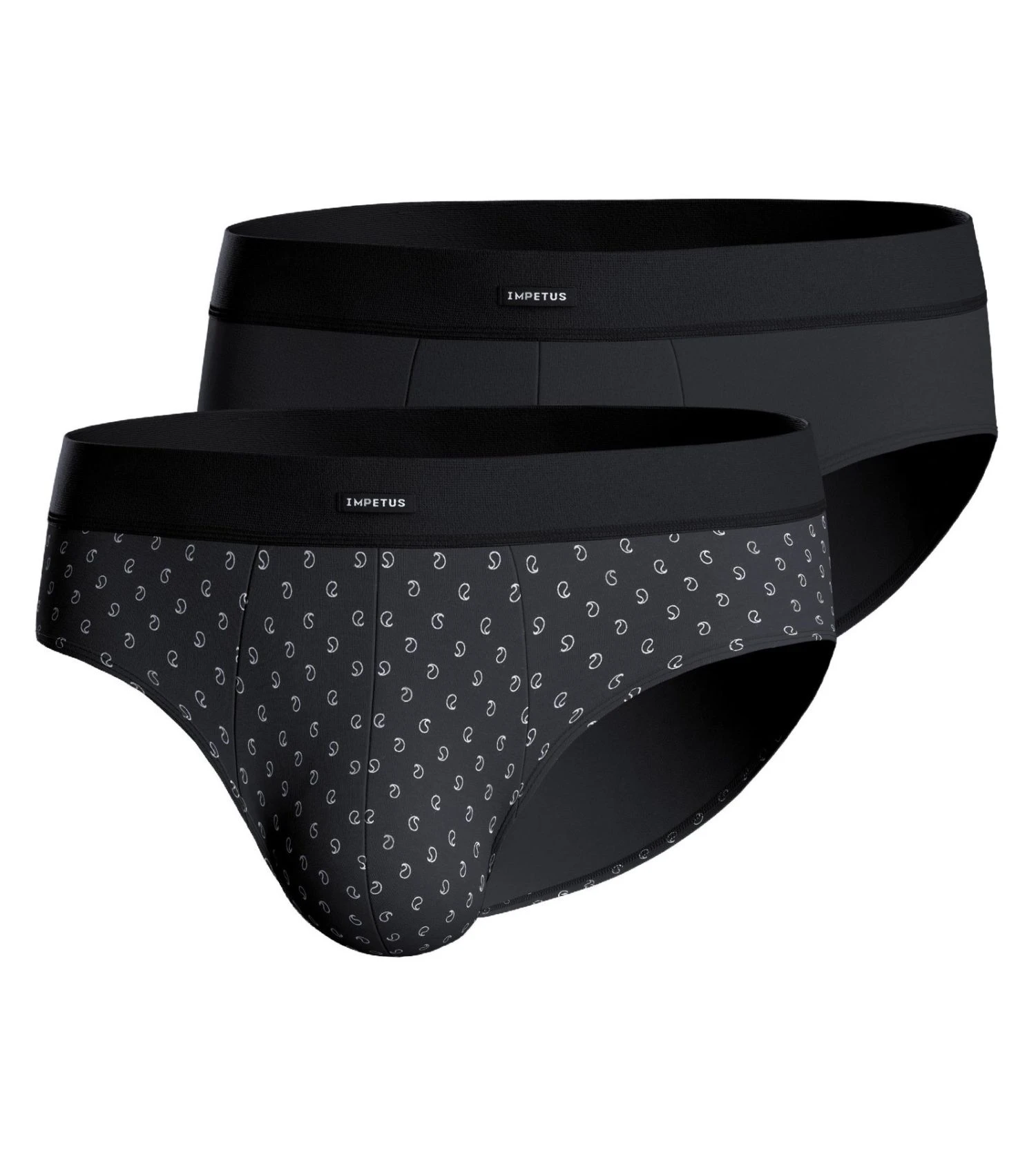 Lot de 2 Slips Impetus Marine - Duo Uni et Imprimé en Coton Premium avec Ceinture Confort 3 Lot de 2 Slips Impetus Marine - Duo Uni et Imprimé en Coton Premium avec Ceinture Confort