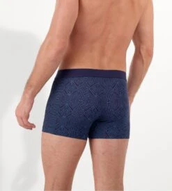 HOM Boxer HO1 Jay – Boxer Microfibre Imprimé Bleu à Ouverture Horizontale -Lingerie Sipp jay boxer ho1 p0ra navy print 3