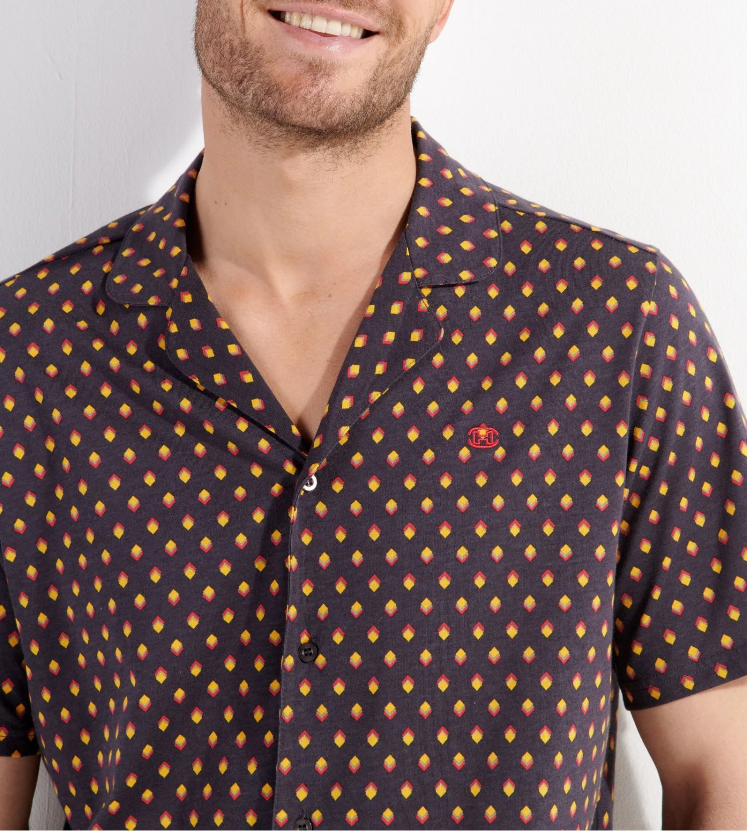 Hom Pyjama Court Jegor Black Print 6 Hom Pyjama Court Jegor Black Print – Image 4