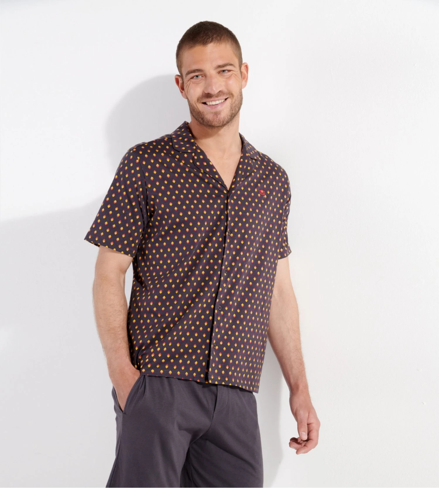 Hom Pyjama Court Jegor Black Print 8 Hom Pyjama Court Jegor Black Print – Image 6