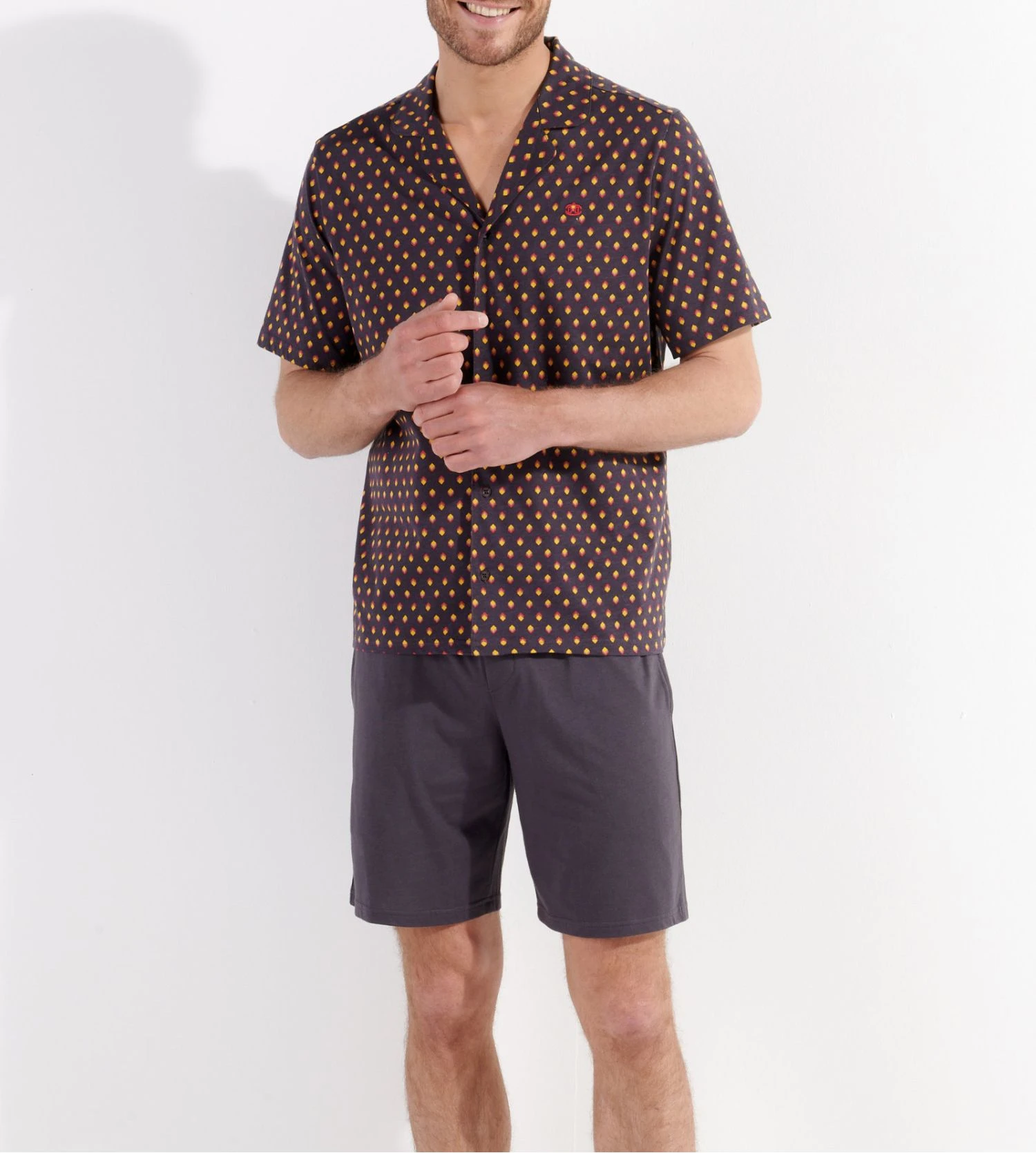 Hom Pyjama Court Jegor Black Print 3 Hom Pyjama Court Jegor Black Print