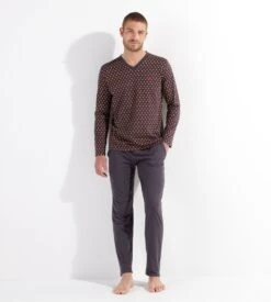 Hom Pyjama Long Jegor Black Print -Lingerie Sipp jegor pyj long v i004 black print noir 5