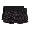 Hom Lot de 2 Boxers HO1 Joan - Noir Uni et Imprimé Géométrique en Coton