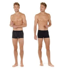 Hom Lot de 2 Boxers HO1 Joan - Noir Uni et Imprimé Géométrique en Coton -Lingerie Sipp joan boxer lot de 2 d042 black black print noir 2