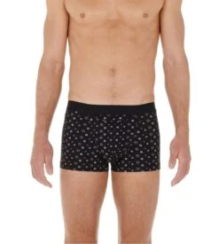 Hom Lot de 2 Boxers HO1 Joan - Noir Uni et Imprimé Géométrique en Coton -Lingerie Sipp joan boxer lot de 2 d042 black black print noir 4