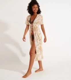 Banana Moon Elvie Beachparty Camel Long Crochet Beach Kimono -Lingerie Sipp kimono long camel luk08 4