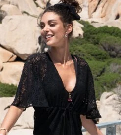 Kimono Long Ouvert LA MUSE DENTELLE Noir 12 Kimono Long Ouvert LA MUSE DENTELLE Noir -Lingerie Sipp la muse dentelle kimono long ouvert 0005 noir noir 2