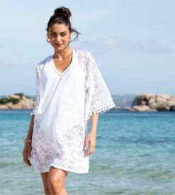 Antigel La Muse Dentelle Blanc – Tunique de Plage en Dentelle Coquillage avec Pompons 13 Antigel La Muse Dentelle Blanc – Tunique de Plage en Dentelle Coquillage avec Pompons -Lingerie Sipp la muse dentelle tunique 0001 blanc blanc 5