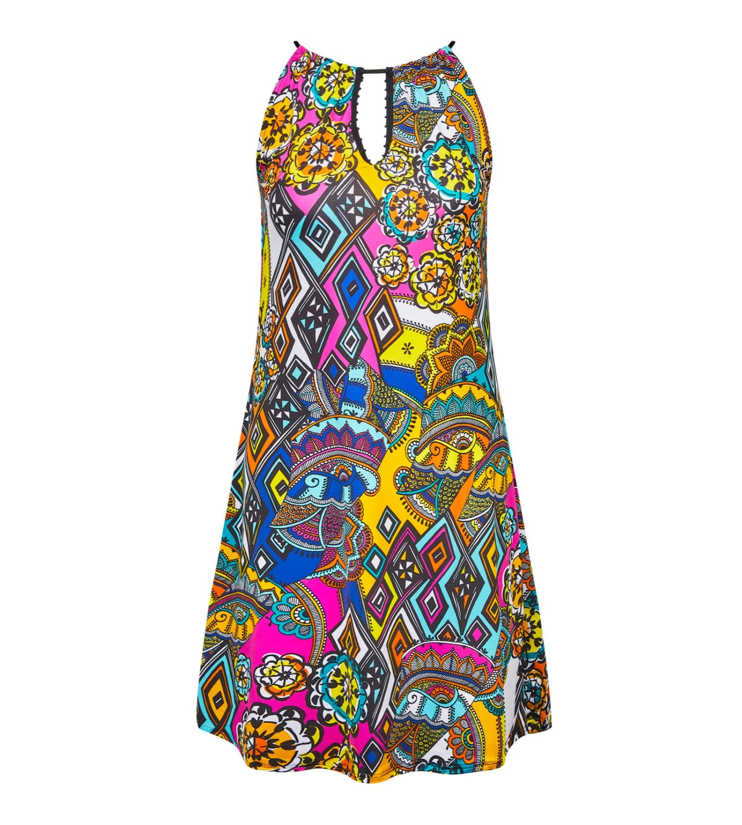 Antigel Robe de Plage Courte La Nomade Éclat Nomade – Voile Imprimé Ethnique 4 Antigel Robe de Plage Courte La Nomade Éclat Nomade – Voile Imprimé Ethnique – Image 2