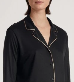 Calida Moonlight Dreams Noir - Chemise de Nuit Longue Boutonnée en Soie et Modal -Lingerie Sipp liq ml ent bt 90cm 992 black 2