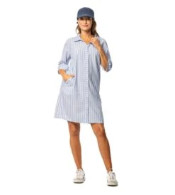 Liquette Boutonnée Egatex à Rayures Bleues – Chemise de Nuit en Viscose Manches 3/4 -Lingerie Sipp liquette boutonnee raye bleu ciel 3