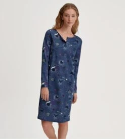 Calida Liquette Manches Longues Imprimée En Coton Bio Mystic Nights Cobalt Blue