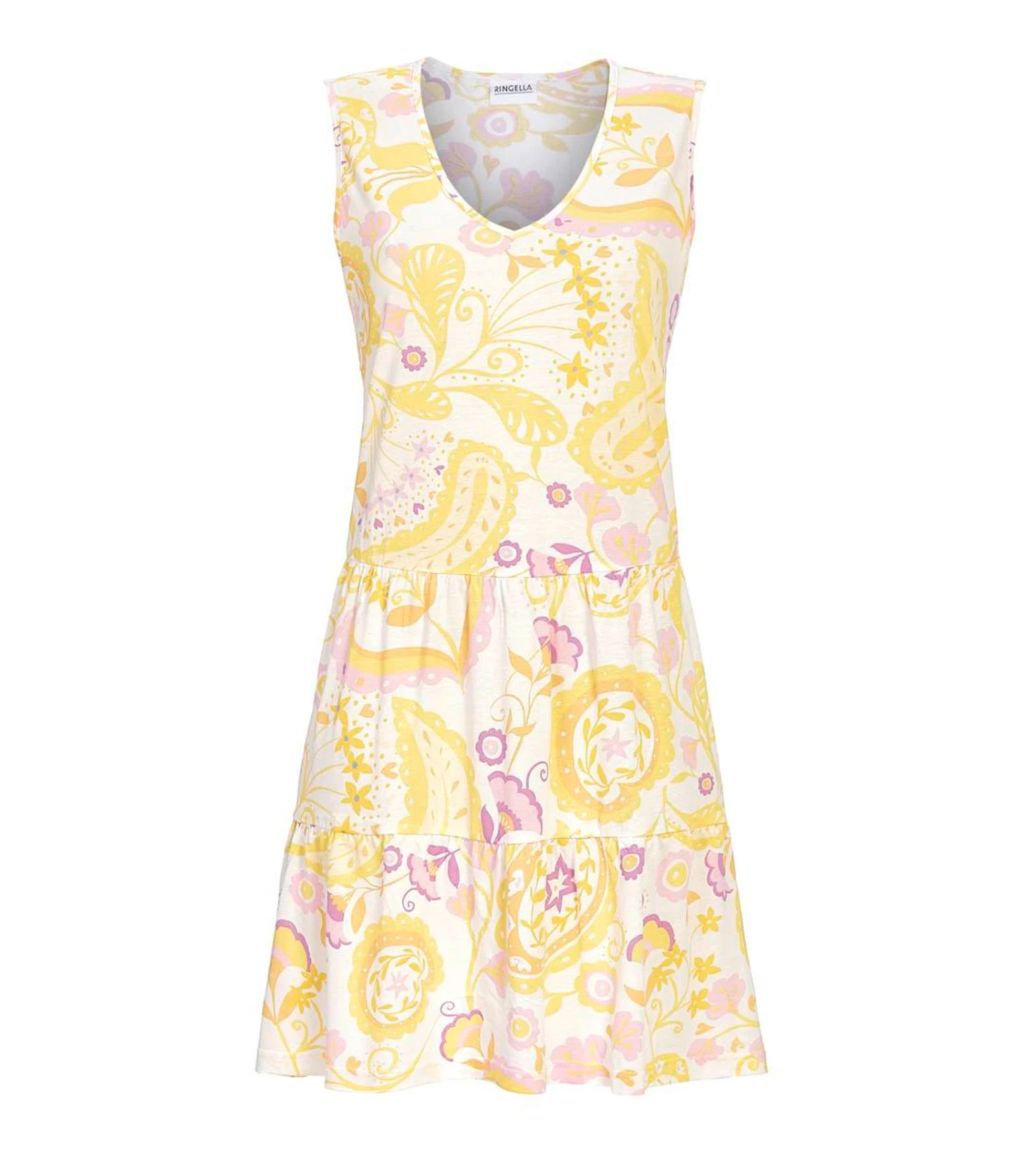 Massana Liquette Sans Manches à Imprimé Floral Orange et Violet - Nuisette d'Été Légère 4 Massana Liquette Sans Manches à Imprimé Floral Orange et Violet - Nuisette d'Été Légère – Image 2