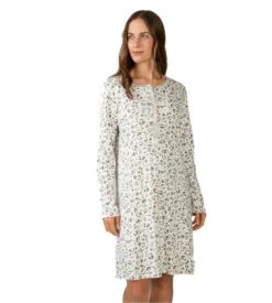 Liquette Massana Grise à Imprimé Léopard – Chemise de Nuit Longue à Col Boutonné -Lingerie Sipp liquette femme boutonnee leopard 1