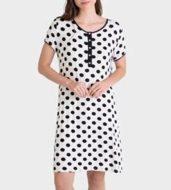 Massana Liquette Femme Manches Courtes Ecru à Pois - Nuisette Douceur en Bambou -Lingerie Sipp liquette femme manches courtes 101 ecru 2
