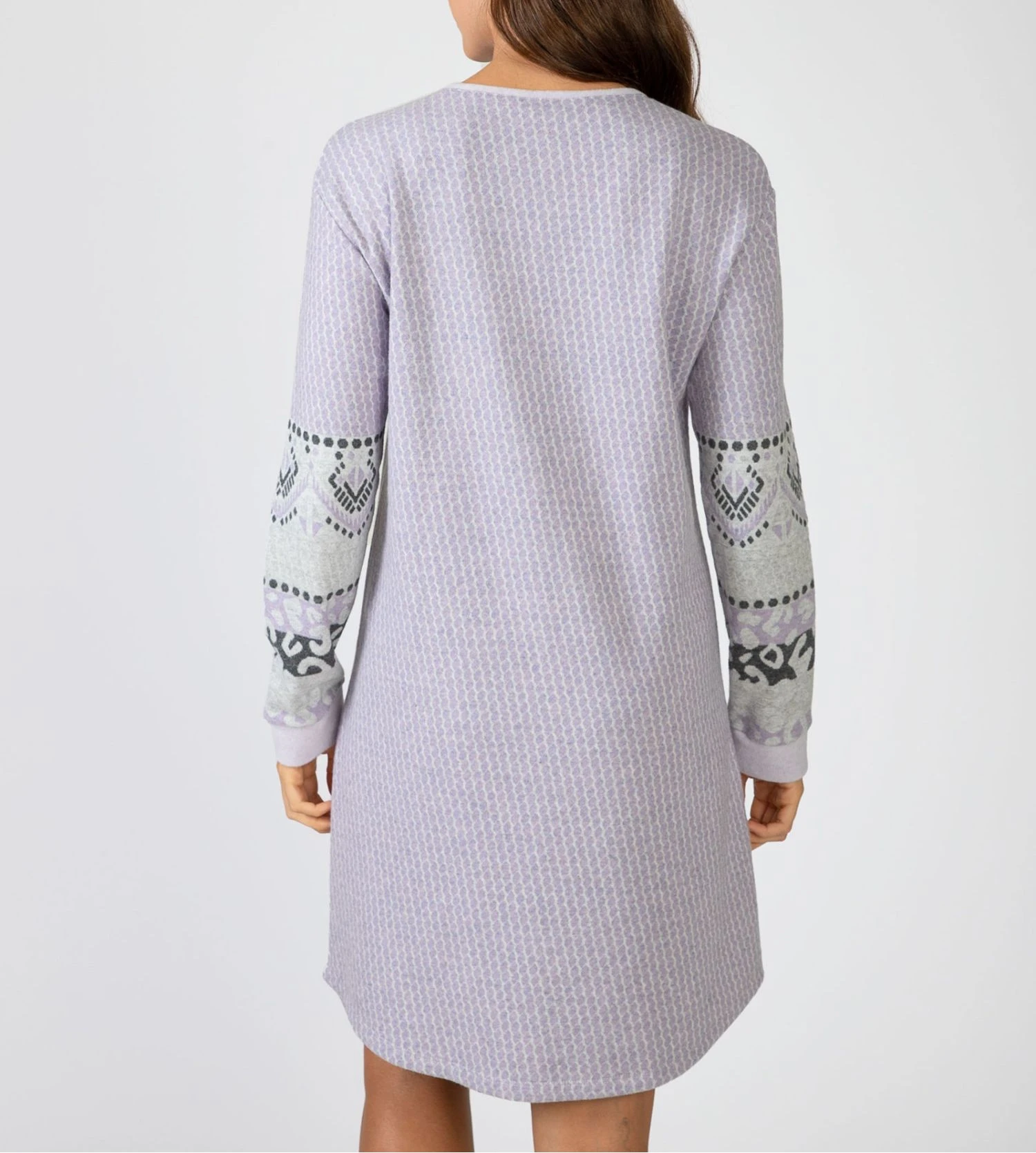 Massana Liquette Polaire Lilas à Motif Jacquard – Chemise de Nuit Chaude à Manches Longues 6 Massana Liquette Polaire Lilas à Motif Jacquard – Chemise de Nuit Chaude à Manches Longues – Image 4