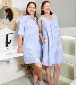 Liquette Sans Manches à Rayures Bleu Ciel -Lingerie Sipp liquette sans manches rayures bleu 3