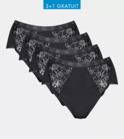 Lot De 4 Slips Sloggi Chic Midi NOIR