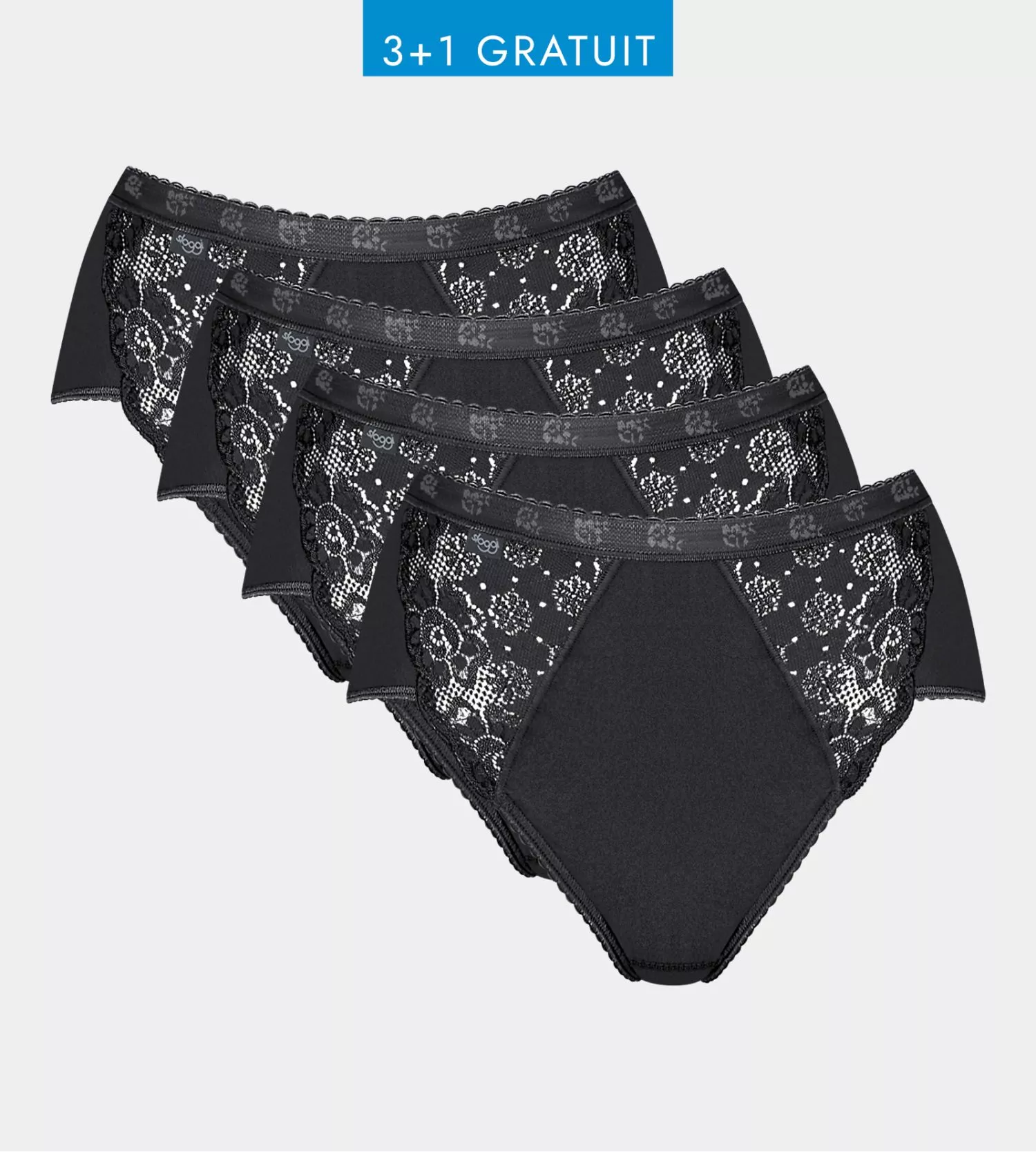 Lot De 4 Slips Sloggi Chic Midi NOIR 3 Lot De 4 Slips Sloggi Chic Midi NOIR