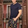 Hom Pyjama Avec Short Fleuri LUCKY Navy Print 1 Hom Pyjama Avec Short Fleuri LUCKY Navy Print -Lingerie Sipp lucky pyj court v p0ra navy print bleu