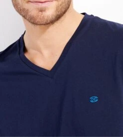 Hom Pyjama Court LUCKY Navy Print – Ensemble Coton Jersey Short Fleuri et Col V -Lingerie Sipp lucky pyj court v p0ra navy print bleu 6