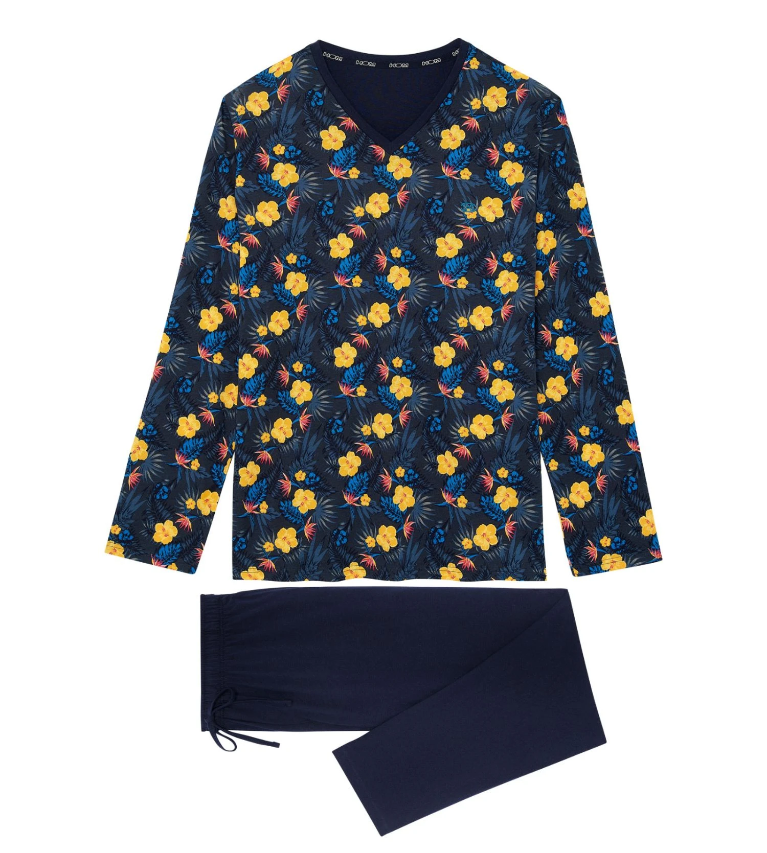 Hom Pyjama Long LUCKY Navy Print – Ensemble de Nuit en Coton Jersey à Imprimé Floral 4 Hom Pyjama Long LUCKY Navy Print – Ensemble de Nuit en Coton Jersey à Imprimé Floral – Image 2