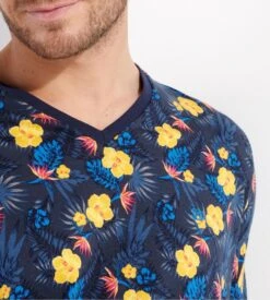 Hom Pyjama Long LUCKY Navy Print – Ensemble de Nuit en Coton Jersey à Imprimé Floral 15 Hom Pyjama Long LUCKY Navy Print – Ensemble de Nuit en Coton Jersey à Imprimé Floral -Lingerie Sipp lucky pyj long v p0ra navy print bleu 5