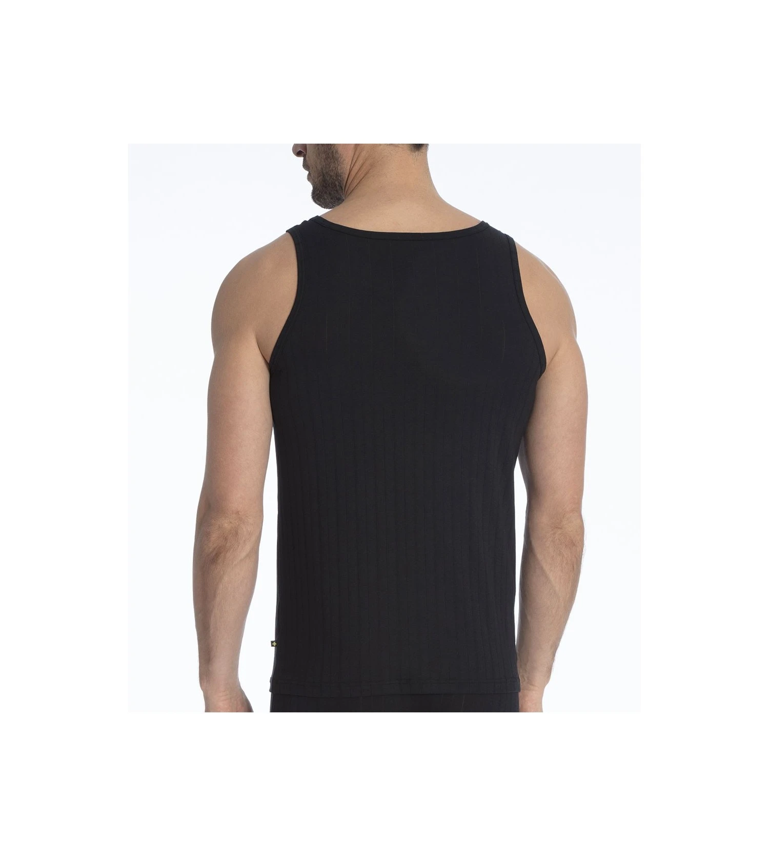 Calida Pure & Style Noir – Maillot de Corps Athlétique en Coton Pima et Texture Mille-raies 4 Calida Pure & Style Noir – Maillot de Corps Athlétique en Coton Pima et Texture Mille-raies – Image 2