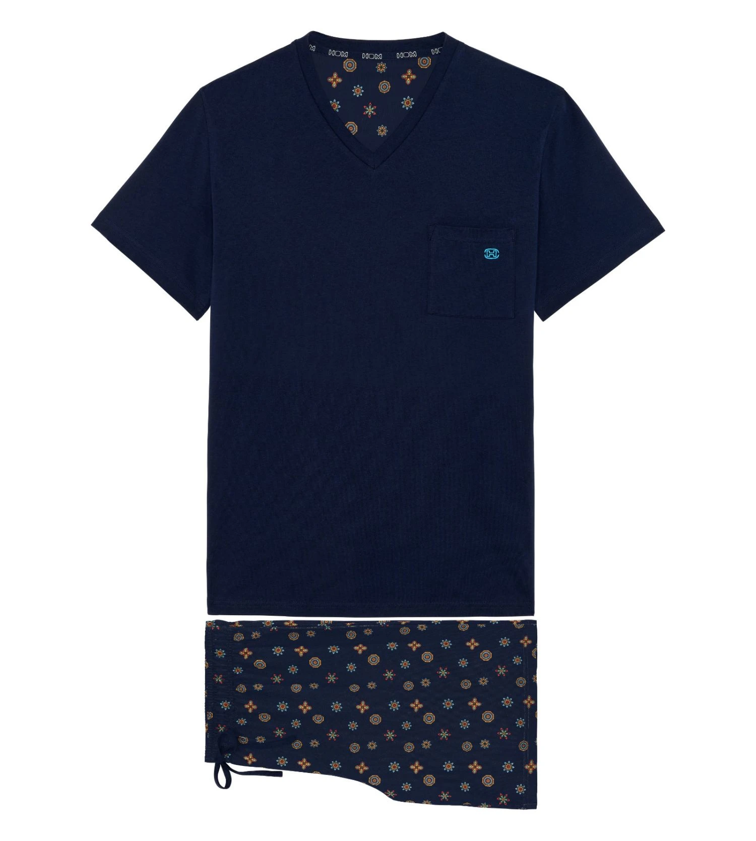 Pyjama Court Homme Mandala Bleu Marine 4 Pyjama Court Homme Mandala Bleu Marine – Image 2