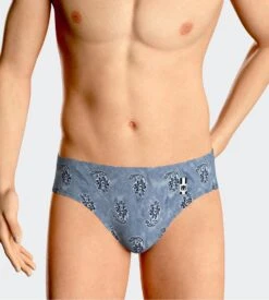 Impetus Marlon Bleu à Motif Cornes d'Abondance – Slip de Bain Midi Homme Premium -Lingerie Sipp marlon slip de bain midi bl043 bleu 3