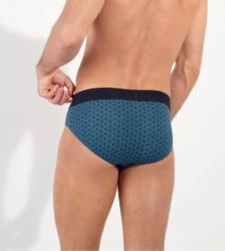 Hom Martinez Slip HO1 à Ouverture Horizontale – Imprimé Graphique Bleu -Lingerie Sipp martinez slip mini ho1 bleu imprime 3