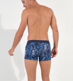 Hom Boxer Mekong Blue Geometric Print – Silky Microfiber Anti-Compression Trunk -Lingerie Sipp mekong boxer i0bi blue print bleu 3