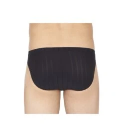 Hom Micro Slip Chic Noir – Microfibre à Rayures Semi-Transparentes Haute Couture -Lingerie Sipp micro slip raye en microfibre chic noir 2