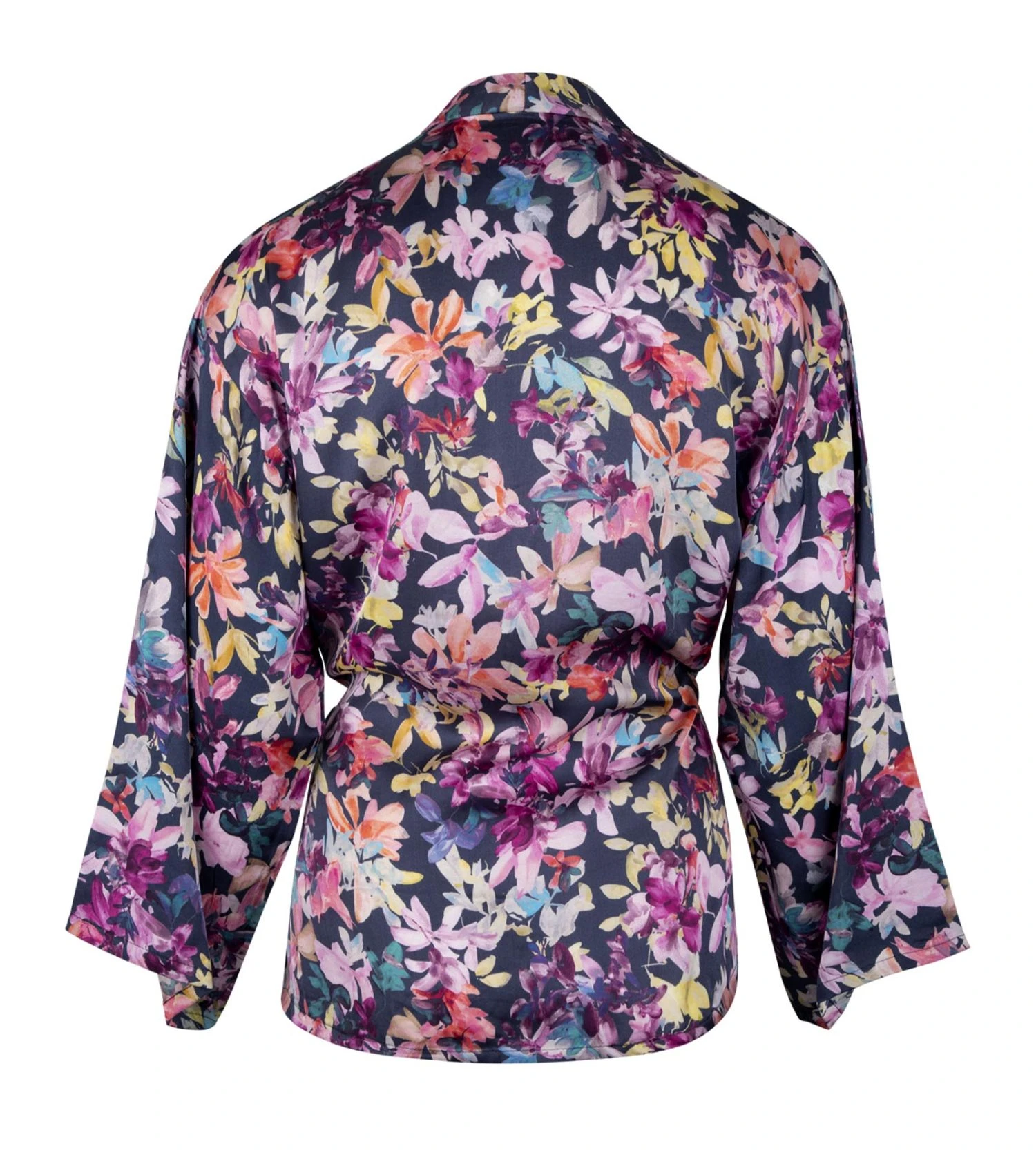 Antigel Mille Pétales Aquarelle Navy Floral – Soft Viscose Short Robe 8 Antigel Mille Pétales Aquarelle Navy Floral – Soft Viscose Short Robe – Image 6