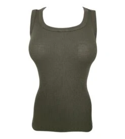 Débardeur En Coton Précieux Côtelé Vert Ginepro