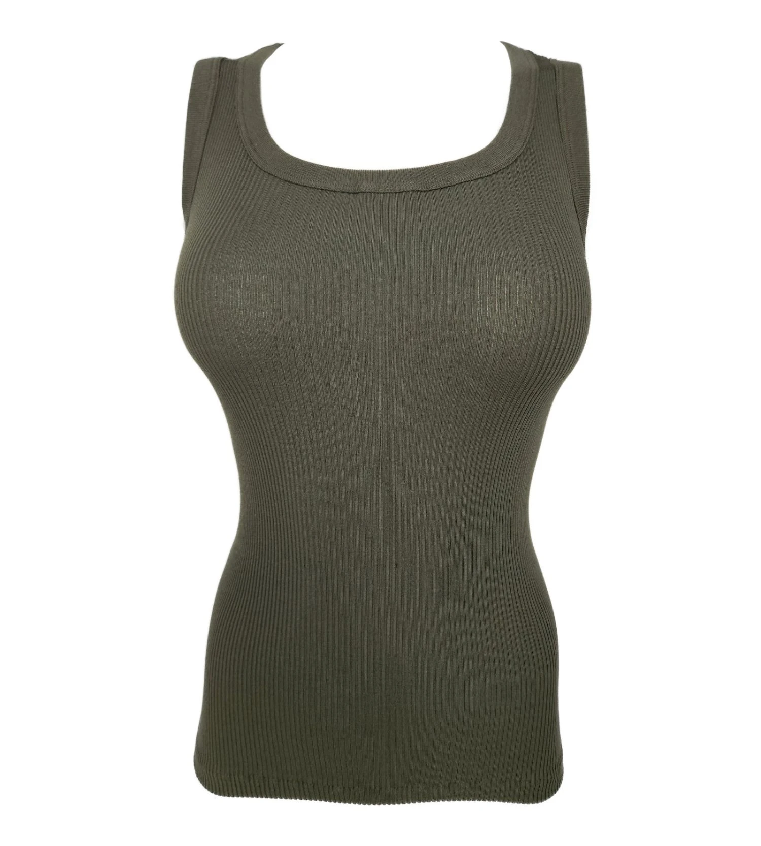 Oscalito Vert Ginepro - Débardeur en Coton Précieux Côtelé à Col Arrondi 3 Oscalito Vert Ginepro - Débardeur en Coton Précieux Côtelé à Col Arrondi