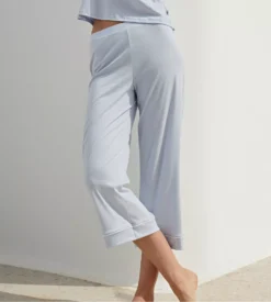 Calida Pantalon Large 7/8 Harmony Blue - Pantalon Fluide en Coton Supima Favourites Marine