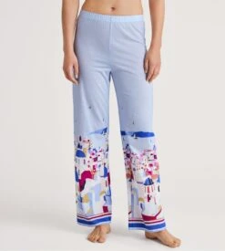 Calida Pantalon Large Femme Favourites Marine Harmony Blue – Pantalon de Nuit Fluide en Coton et Modal