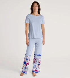 Calida Pantalon Large Femme Favourites Marine Harmony Blue – Pantalon de Nuit Fluide en Coton et Modal -Lingerie Sipp pantalon d large 470 harmony blue bleu 4