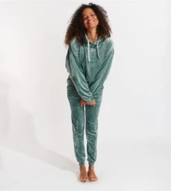 Banana Moon Pantalon Resserré Quick Sealake Vert -Lingerie Sipp pantalon jog velours ressere amande hkc27 2