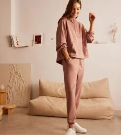 Pantalon De Jogging URBAN Taupe Rose -Lingerie Sipp pantalon jogging ressere taupe rose 5