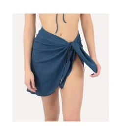 Janine Robin Allure Marine Navy – Textured Short Tie-On Lycra Sarong -Lingerie Sipp pareo court allure marine 18 4