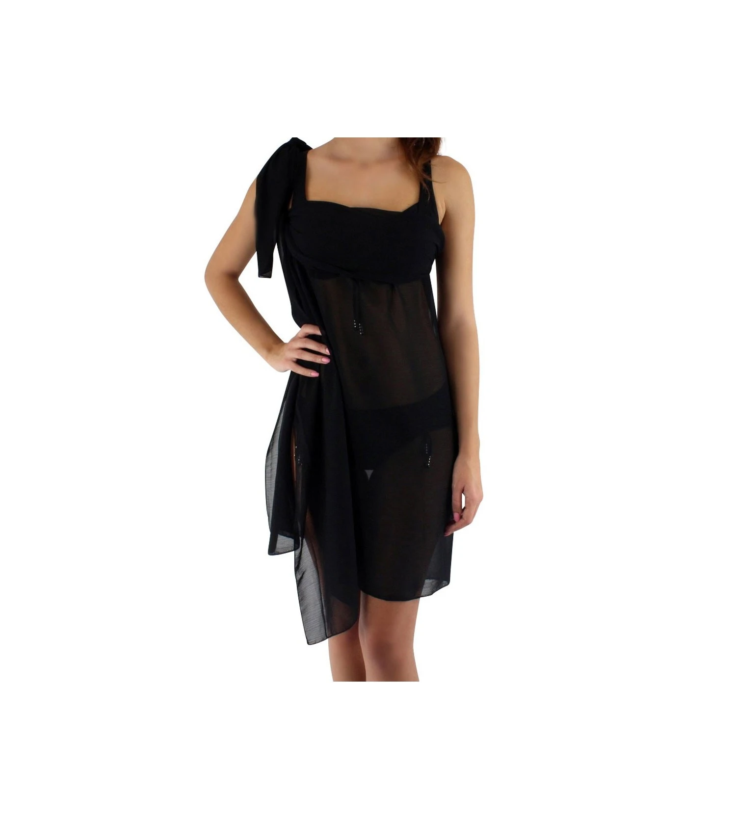 Janine Robin Paréo de Plage Long Noir – Collection Charme Modulable en Robe 4 Janine Robin Paréo de Plage Long Noir – Collection Charme Modulable en Robe – Image 2